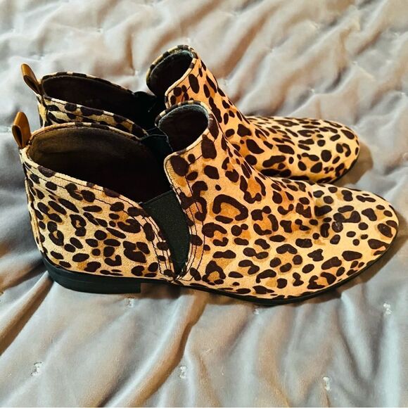 Dr. Scholl's Shoes Comfy Pull On Ankle Booties Leopard Black Tan 7.5 - Picture 5 of 11